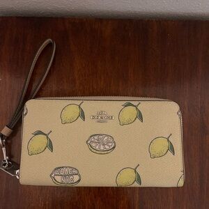Coach Lemon Pattern Wristlet NWOT